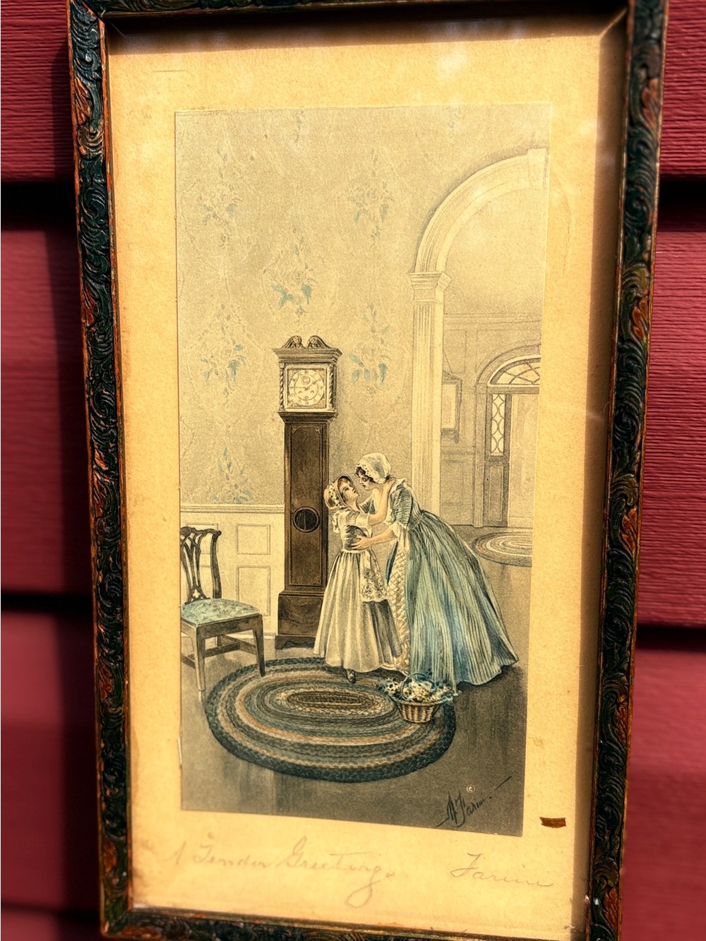 Vintage Picture “A Tender Greeting” signed picture by Farini